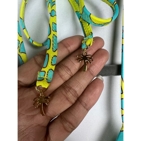 Trina Turk TRELLIS One Piece Aqua Yellow Swimsuit Twist Halter NWT $184 Sz 8 - Picture 5 of 8